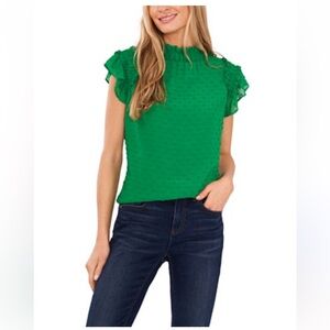 CeCe Emerald Ruffled Blouse
